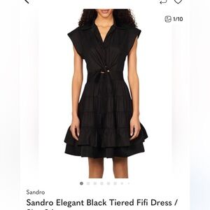 Sandro Black Ruffled Tiered Dress